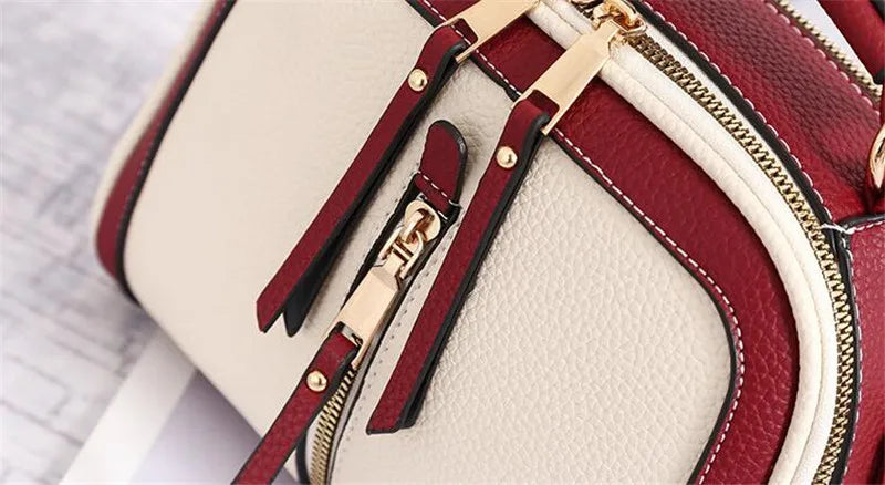 Fashion Hit Color Shoulder Bags for Women Female PU Leather Crossbody Messenger Bags Small Handbag Wide Strap Purse