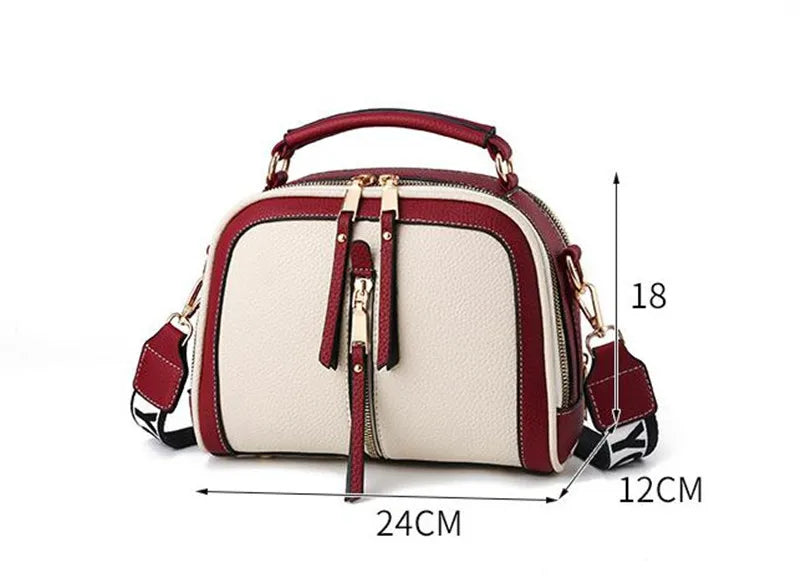 Fashion Hit Color Shoulder Bags for Women Female PU Leather Crossbody Messenger Bags Small Handbag Wide Strap Purse