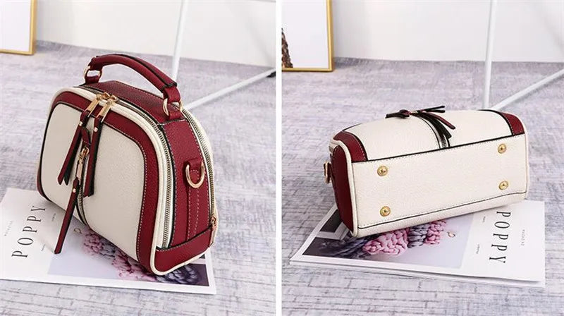 Fashion Hit Color Shoulder Bags for Women Female PU Leather Crossbody Messenger Bags Small Handbag Wide Strap Purse