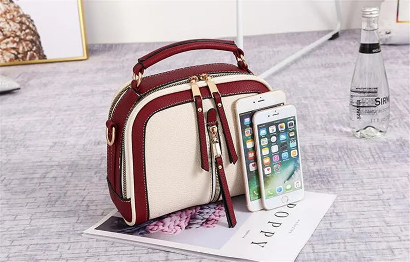 Fashion Hit Color Shoulder Bags for Women Female PU Leather Crossbody Messenger Bags Small Handbag Wide Strap Purse