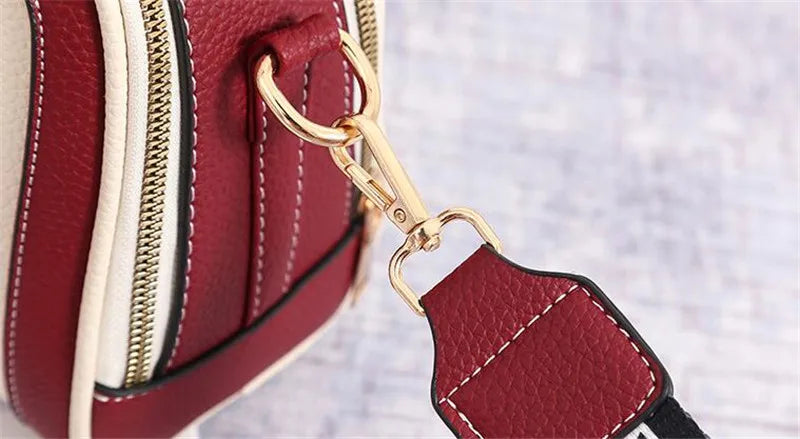Fashion Hit Color Shoulder Bags for Women Female PU Leather Crossbody Messenger Bags Small Handbag Wide Strap Purse