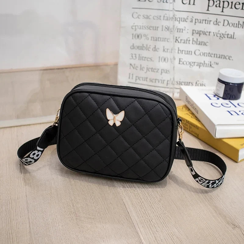 Fashion Hit Color Shoulder Bags for Women Female PU Leather Crossbody Messenger Bags Small Handbag Wide Strap Purse