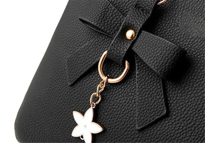 Women Messenger Bags With Flower Pendant Office Ladies Fashion Totes Pure Handbag For Female New Crossbody Shoulder Bags