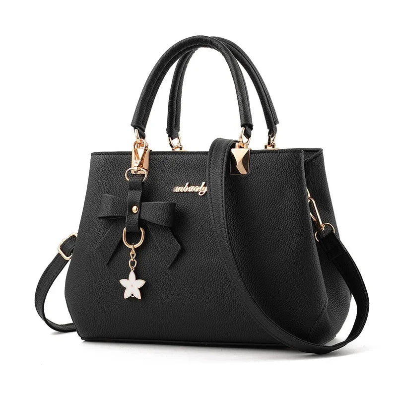 Women Messenger Bags With Flower Pendant Office Ladies Fashion Totes Pure Handbag For Female New Crossbody Shoulder Bags