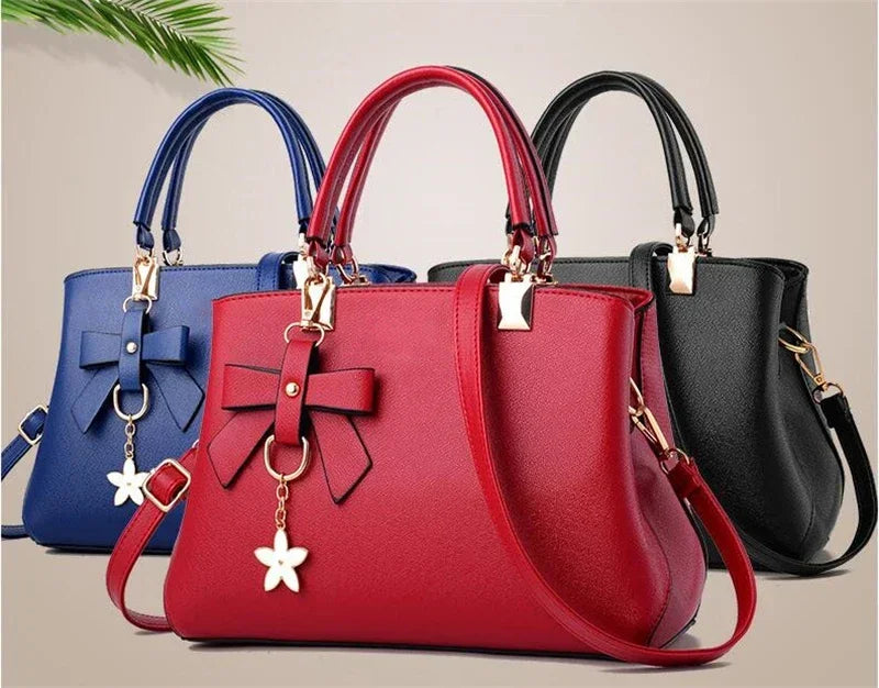 Women Messenger Bags With Flower Pendant Office Ladies Fashion Totes Pure Handbag For Female New Crossbody Shoulder Bags