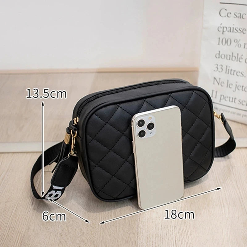 Fashion Hit Color Shoulder Bags for Women Female PU Leather Crossbody Messenger Bags Small Handbag Wide Strap Purse