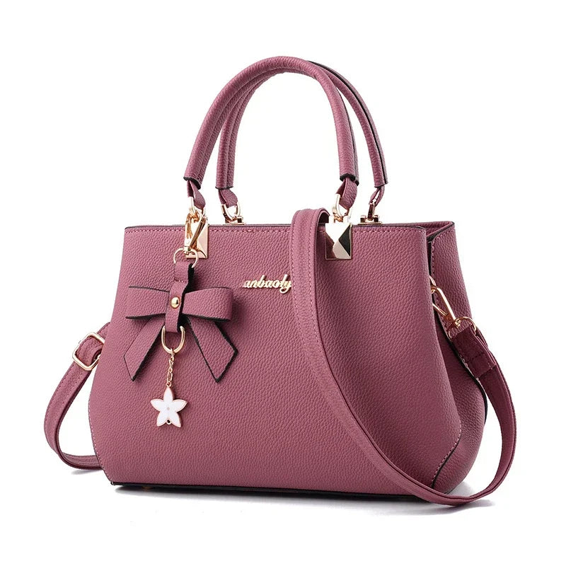Women Messenger Bags With Flower Pendant Office Ladies Fashion Totes Pure Handbag For Female New Crossbody Shoulder Bags